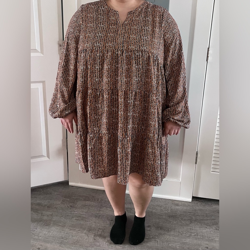 2XL Cotton Blue Orange and Blue Dress